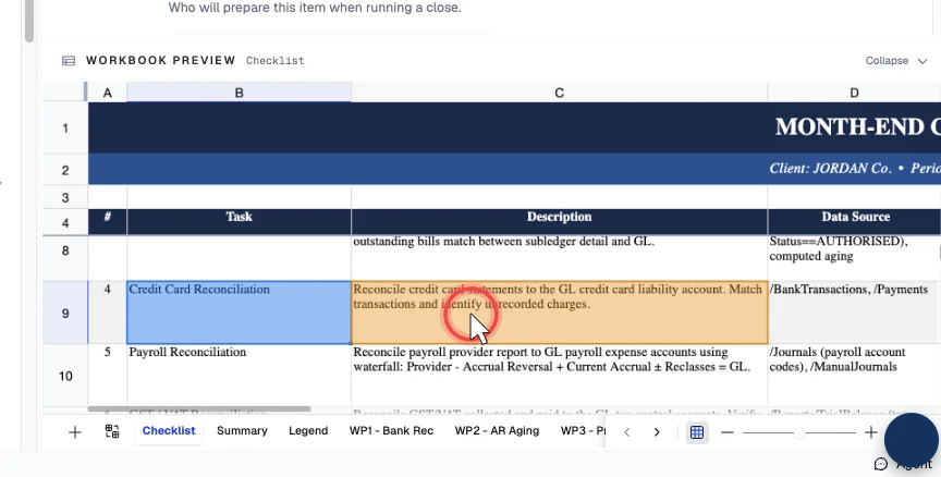 The relevant part of the workbook shown alongside the item