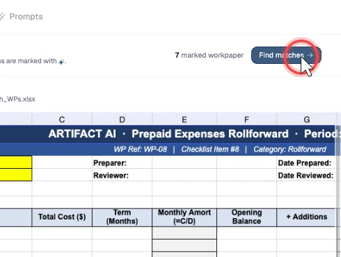 The Find matches button starts the automated matching run